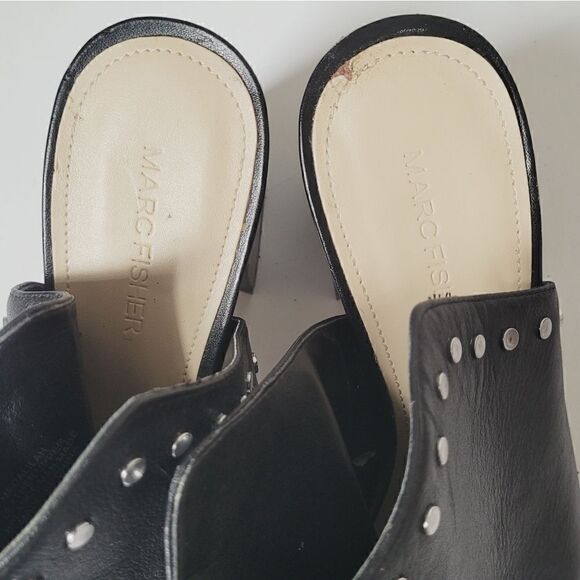 Marc Fisher Dalilah Slip On Peep Toe Mule Heels Size 9 in Black - Picture 5 of 7